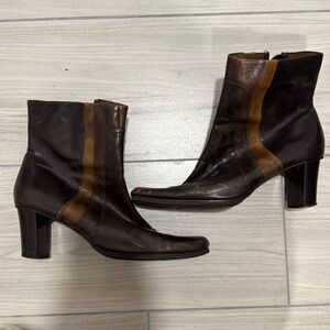Liz Claiborne Dark Brown and Tan Ankle Boots
